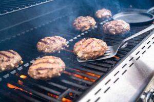burgers on a gas grill